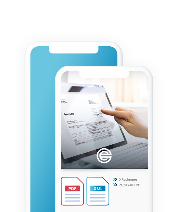 eBill Service E-Rechnungsportal auf einem Smartphone bearbeitet XML und PDF Rechnungen