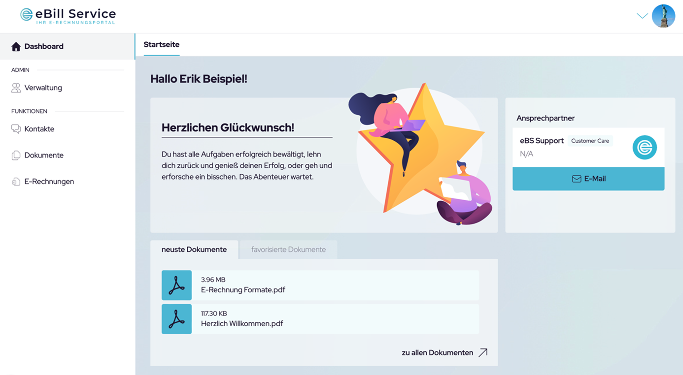 eBill Service Dashboard Übersicht