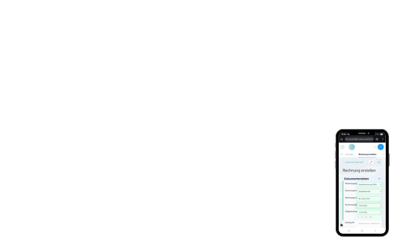 E-Rechnungen erstellen im eBill Portal auf dem Smartphone