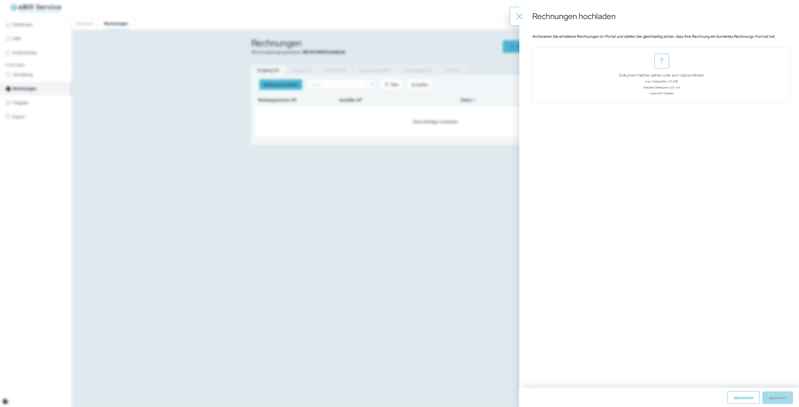 eBill Service Web-Portal Rechnungen hochladen